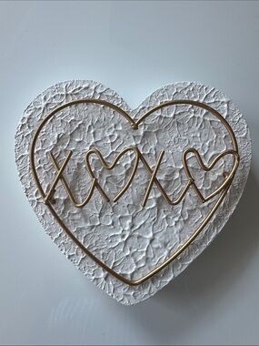 Smart Living White Heart Wall Art with Gold Wire Accents